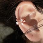 Faux Pearl Rhinestone Layered Ear Cuff 1 Pc - Silver - One Size