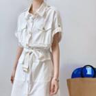 Short-sleeve A-line Cargo Shirtdress