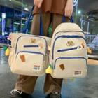 Contrast Trim Nylon Backpack / Tote Bag / Set