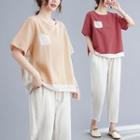 Set: Short-sleeve Linen T-shirt + Pants