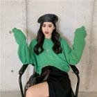 Plain Crewneck Long-sleeve Sweatshirt / Plain High-waist Skirt