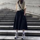 Midi A-line Skirt / Short-sleeve Shirt
