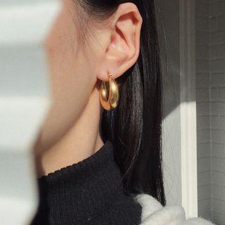 Polished Stainless Steel Hoop Earring