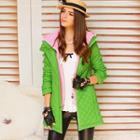 Inset Hood Quilted Coat