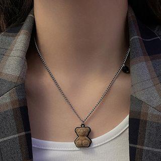Flocking Bear Pendant Alloy Necklace