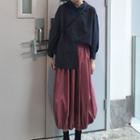 Hooded Shirt / Balloon Midi Skirt
