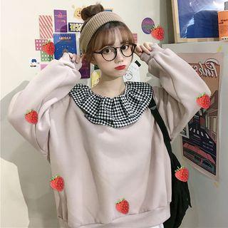 Lace Plaid Doll Collar Sweatshirt