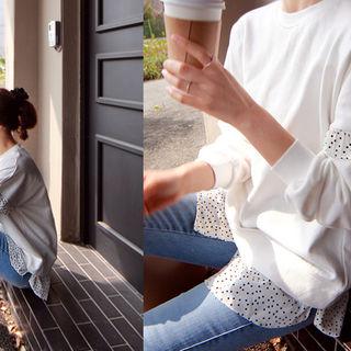 Round-neck Polka-dot Detail Top