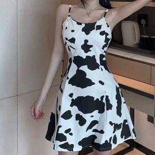 Spaghetti Strap Animal Print Dress
