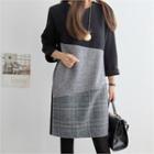 Glen-plaid Panel Color-block Knit Dress