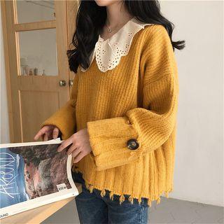 Eyelet Lace Collar Sweater