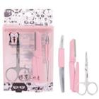 Set: Makeup Scissors + Eyebrow Razor + Tweezers Pink - One Size