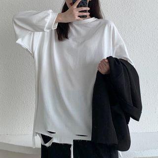 Frayed Cutout Sweatshirt