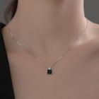 Square Necklace Silver & Black - One Size