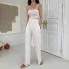 Set: Cropped Camisole Top + Band-waist Pants