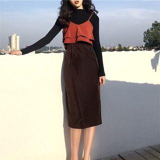 Turtleneck Knit Top / Sleeveless Dress