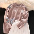 Long-sleeve Round Neck Sweater / High-waist Skirt