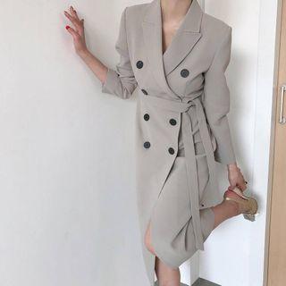 Double-breasted Midi A-line Blazer Dress