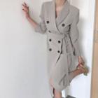 Double-breasted Midi A-line Blazer Dress