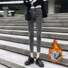 Fleece-lined High-waist Cropped Jeans