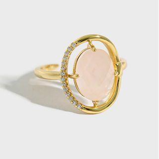 Rhinestone Faux Crystal Sterling Silver Ring