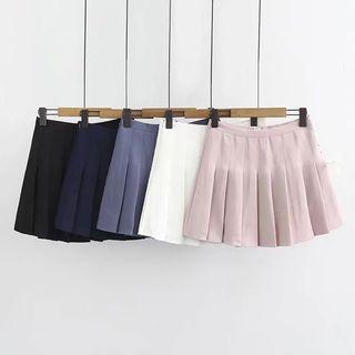 Pleated Lace-up Mini A-line Skirt