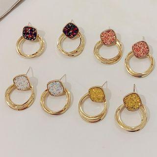 Sequined Alloy Hoop Earring