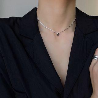 Asymmetric Alloy Pendant Choker Silver - One Size