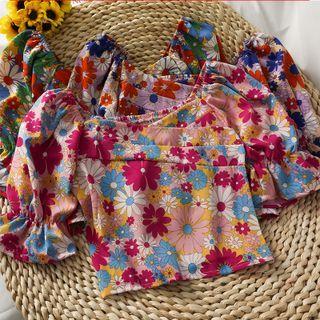 Off-shoulder Printed Crop Blouse In 5 Colors