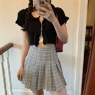 Short-sleeve Ruffle Cardigan