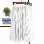 Striped Midi Pleated Skirt