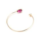 Fashion Simple Plated Gold Geometric Open Bracelet With Red Cubic Zircon Golden - One Size