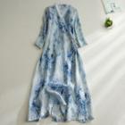 Short Sleeve V-neck Print Dress