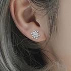 925 Sterling Silver Rhinestone Snowflake Earring 1 Pair - Rhinestone Snowflake Earring - One Size