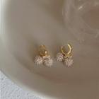 Bow Rhinestone Faux Pearl Alloy Dangle Earring 1 Pair - Gold & White - One Size
