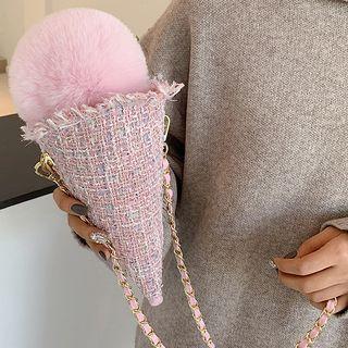 Tweed Pom Pom Crossbody Bag