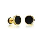 Fashion Simple Plated Gold Geometric Round 316l Stainless Steel Earrings Golden - One Size