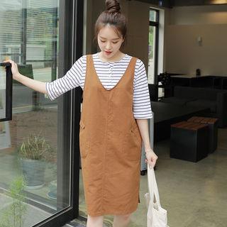 V-neck Pocket-side Jumper Dress