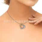 925 Sterling Silver Heart Pendant Necklace White Gold & 18k Gold - One Size