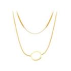 Simple And Fashion Plated Gold Hollow Geometric Circle 316l Stainless Steel Double Layer Necklace Golden - One Size