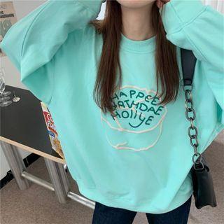 Crewneck Printed Letter Sweatshirt Mint Green - One Size