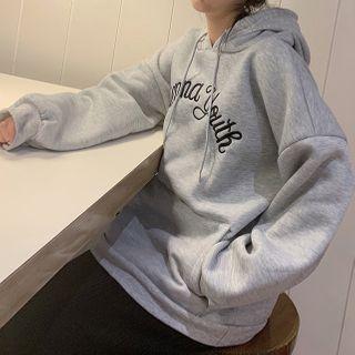 Lettering Embroidered Hoodie / Knit Midi A-line Skirt