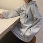 Lettering Embroidered Hoodie / Knit Midi A-line Skirt