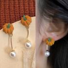 Pumpkin Faux Pearl Fringed Earring As Show In Figure - 1402a#