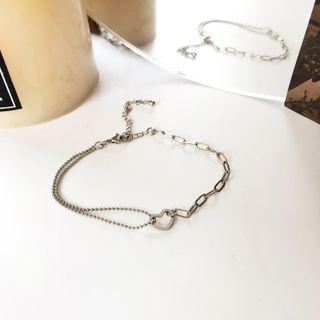 Heart Alloy Layered Bracelet 1 Pc - Silver - One Size