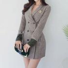 Double-buttoned Houndstooth Blazer Dress