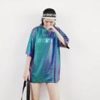 Elbow-sleeve Hologram T-shirt