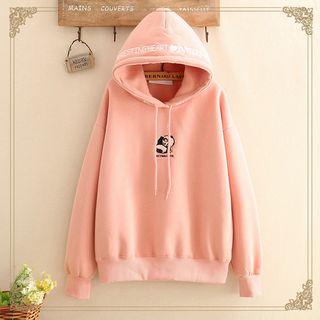Raccoon Embroidered Drawstring Hoodie