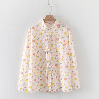Ribbon Floral Shirt Floral - White - One Size