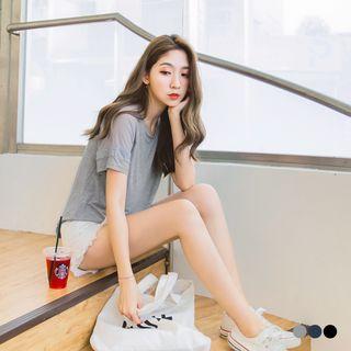Mesh Sleeve Cotton Tee